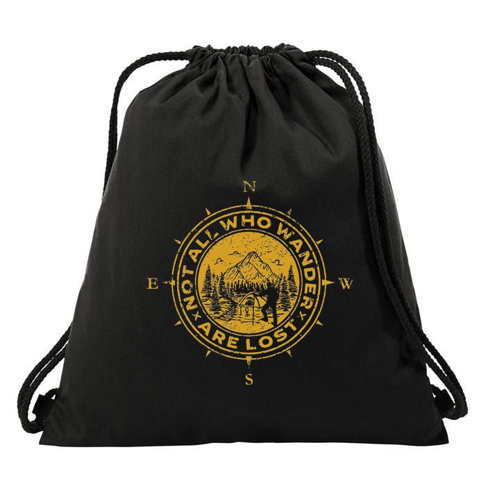 Not All Who Wander Are Lost Compass Drawstring Bag