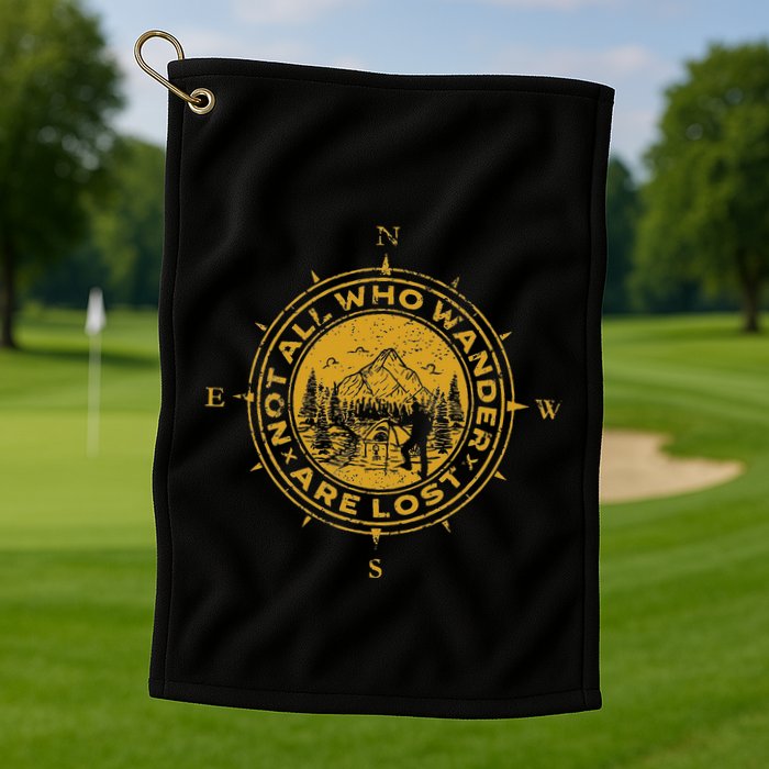 Not All Who Wander Are Lost Compass Golf Towel