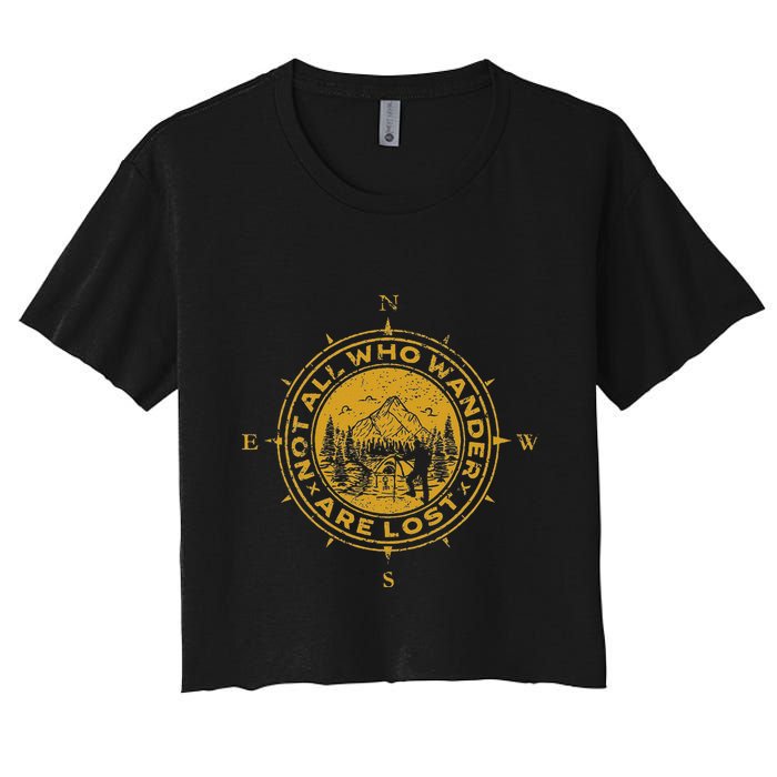 Not All Who Wander Are Lost Compass Crop Top