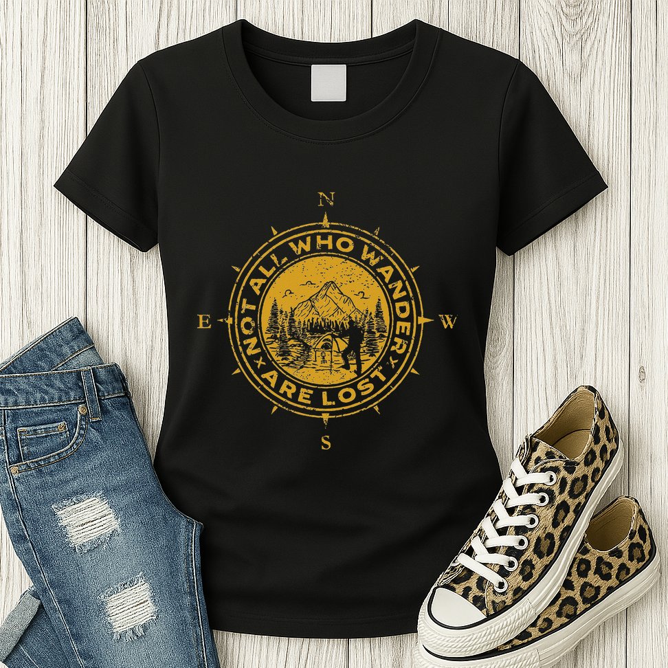 Not All Who Wander Are Lost Compass Womens T-Shirt