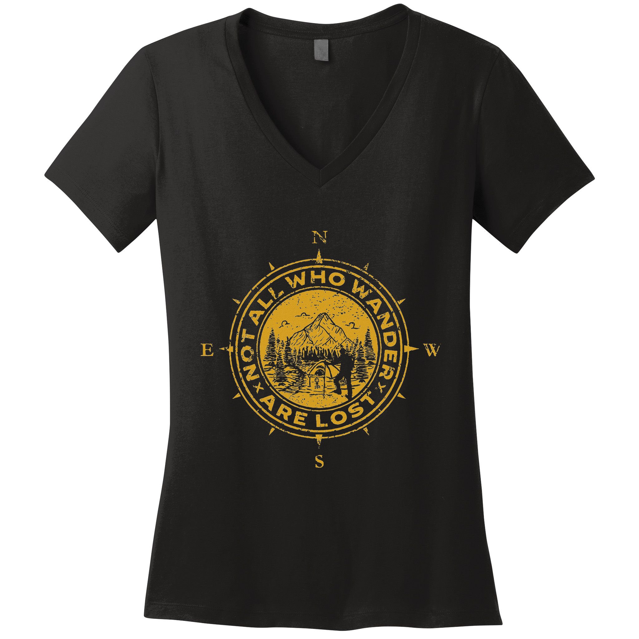 Not All Who Wander Are Lost Compass Women's V-Neck T-Shirt