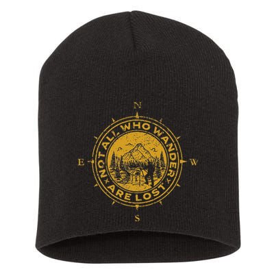 Not All Who Wander Are Lost Compass Short Acrylic Beanie
