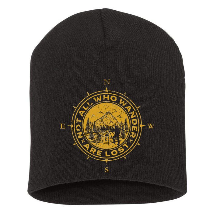 Not All Who Wander Are Lost Compass Short Acrylic Beanie