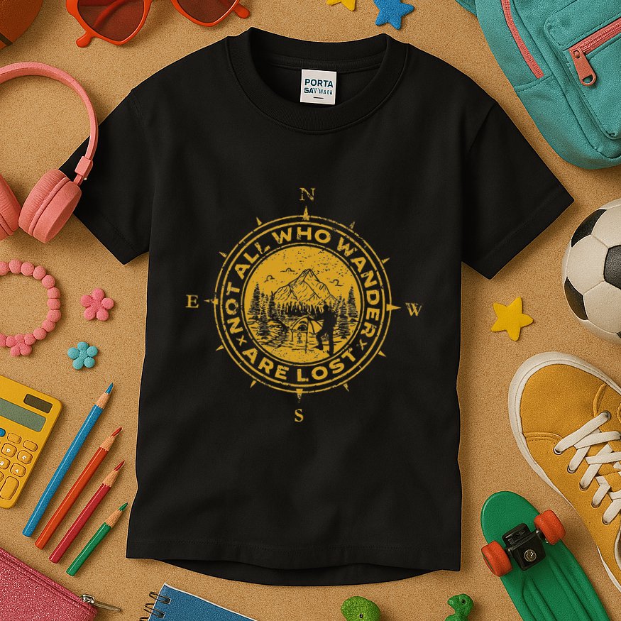 Not All Who Wander Are Lost Compass Kids T-Shirt