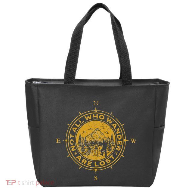 Not All Who Wander Are Lost Compass Zip Tote Bag