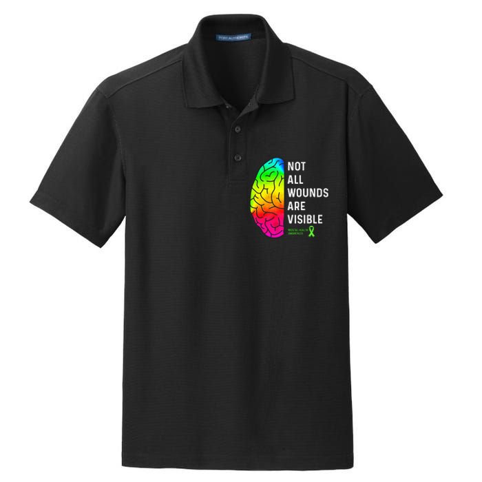 Not All Wounds Are Visible Mental Health Awareness Dry Zone Grid Polo