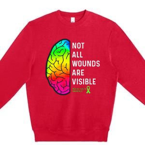 Not All Wounds Are Visible Mental Health Awareness Premium Crewneck Sweatshirt