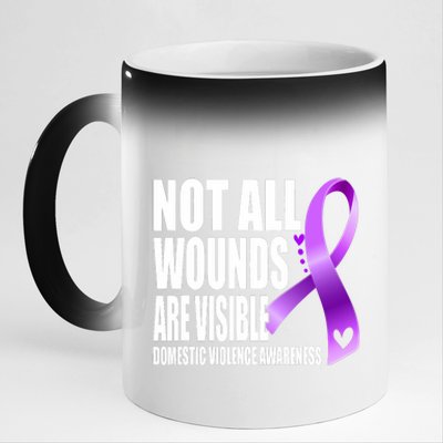 Not All Wounds Are Visible Domestic Violence Awareness 11oz Black Color Changing Mug