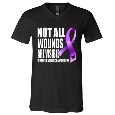 Not All Wounds Are Visible Domestic Violence Awareness V-Neck T-Shirt