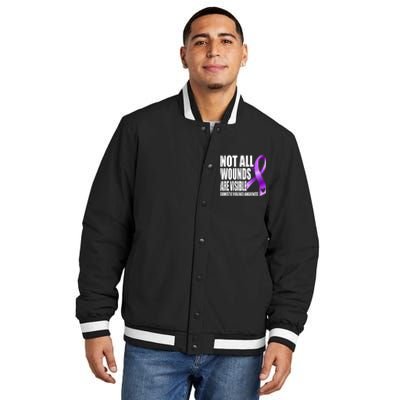 Not All Wounds Are Visible Domestic Violence Awareness Insulated Varsity Jacket