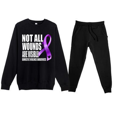 Not All Wounds Are Visible Domestic Violence Awareness Premium Crewneck Sweatsuit Set