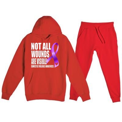 Not All Wounds Are Visible Domestic Violence Awareness Premium Hooded Sweatsuit Set