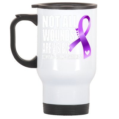 Not All Wounds Are Visible Domestic Violence Awareness Stainless Steel Travel Mug