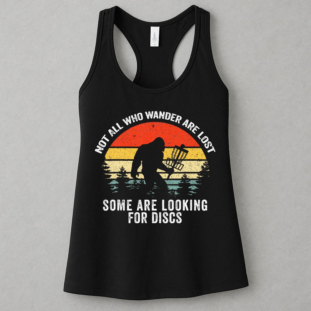 Not All Who Wander Are Lost Disc Golf Bigfoot Christmas Womens Tank Top