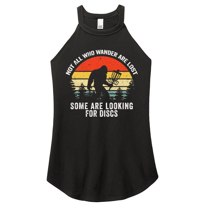 Not All Who Wander Are Lost Disc Golf Bigfoot Christmas Women's Perfect Tri Rocker Tank