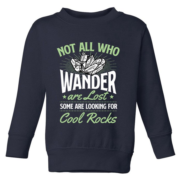 Not All Who Wander Are Lost Some Are Looking For Cool Rocks Toddler Sweatshirt
