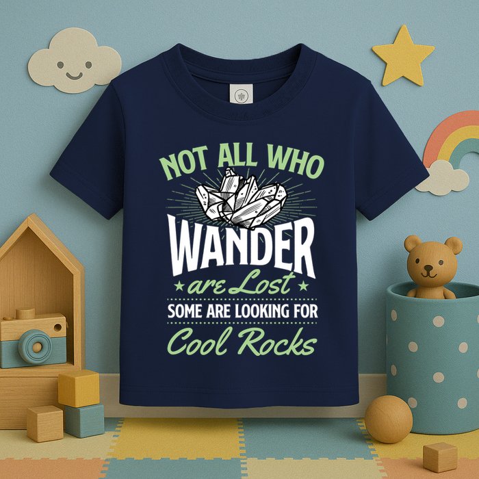 Not All Who Wander Are Lost Some Are Looking For Cool Rocks Toddler T-Shirt