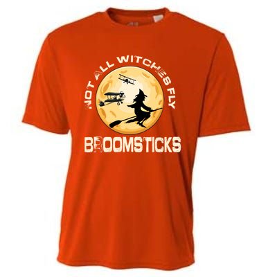 Not All Witches Fly Broomsticks Funny Pilot Wife Flight Meaningful Gift Cooling Performance Crew T-Shirt