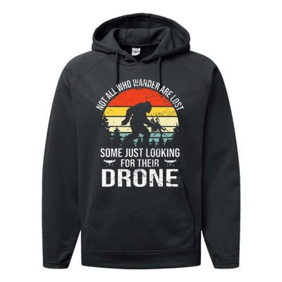 Not All Who Wander Are Lost Rc Drone Pilot Quadcopter Fpv Performance Fleece Hoodie