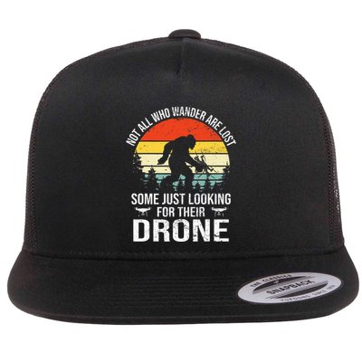 Not All Who Wander Are Lost Rc Drone Pilot Quadcopter Fpv Flat Bill Trucker Hat
