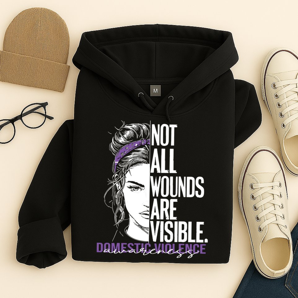 Not All Wounds Are Visible Women Domestic Violence Awareness Hoodie