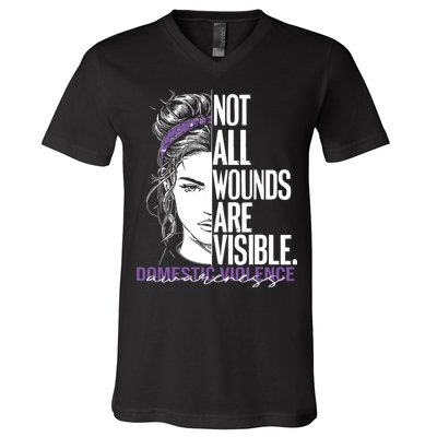 Not All Wounds Are Visible Women Domestic Violence Awareness V-Neck T-Shirt
