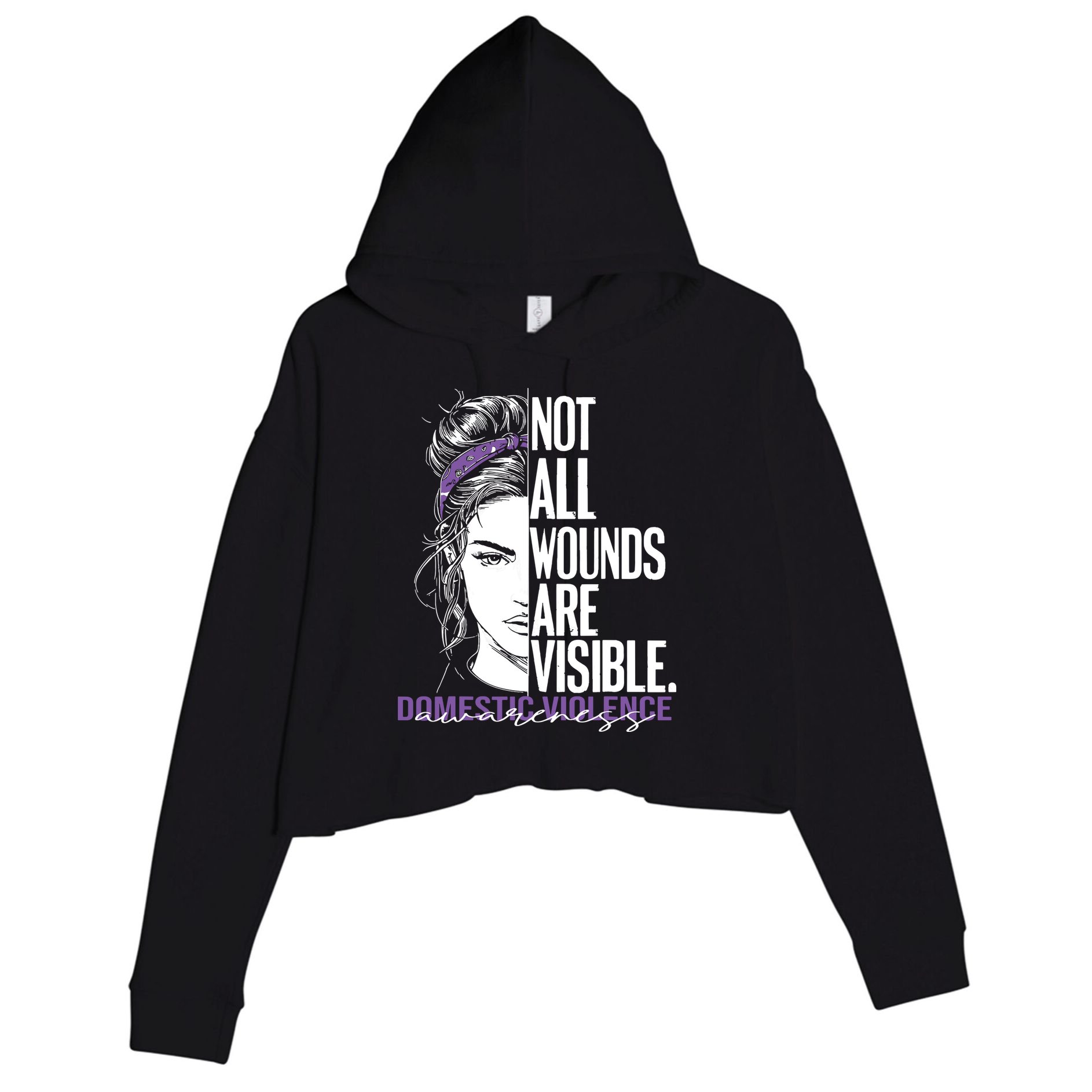 Not All Wounds Are Visible Women Domestic Violence Awareness Crop Fleece Hoodie