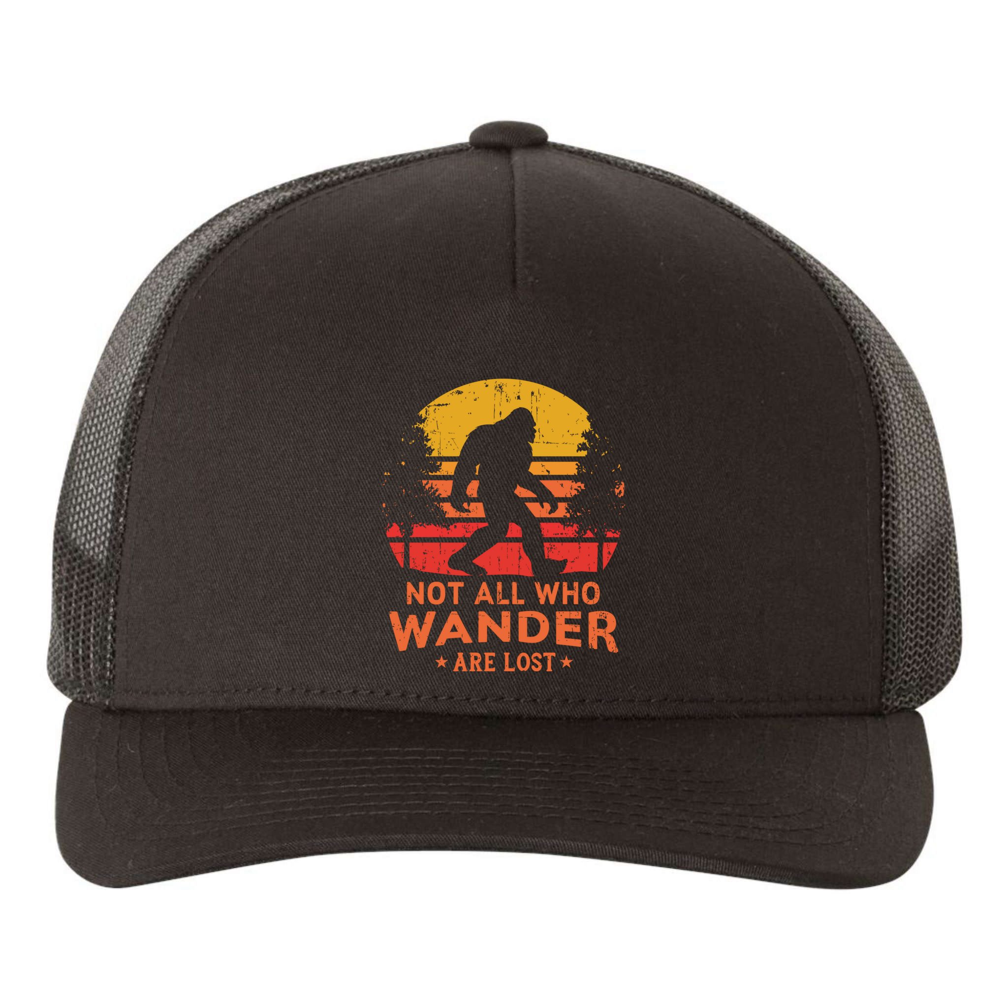 Not All Who Wander Are Lost Bigfoot Design Yupoong Adult 5-Panel Trucker Hat