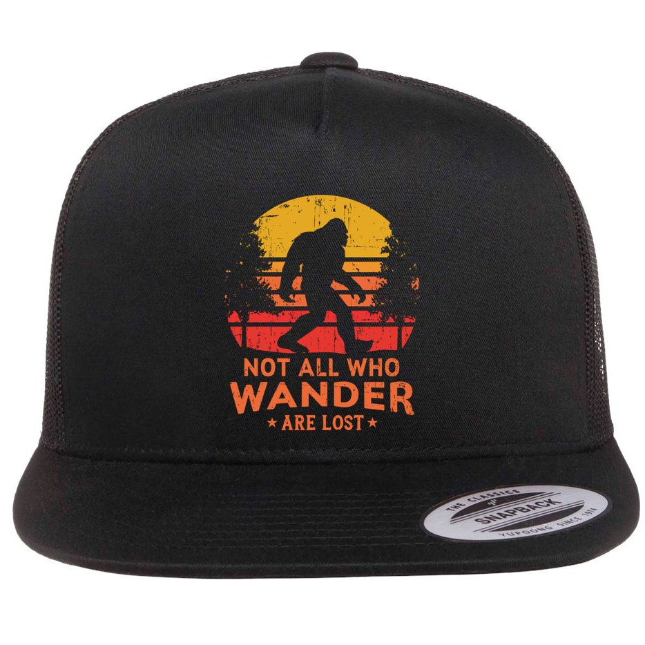 Not All Who Wander Are Lost Bigfoot Design Flat Bill Trucker Hat