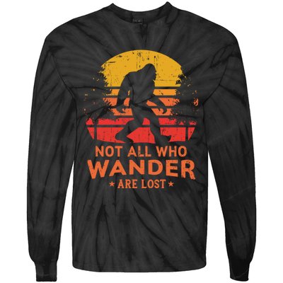 Not All Who Wander Are Lost Bigfoot Design Tie-Dye Long Sleeve Shirt