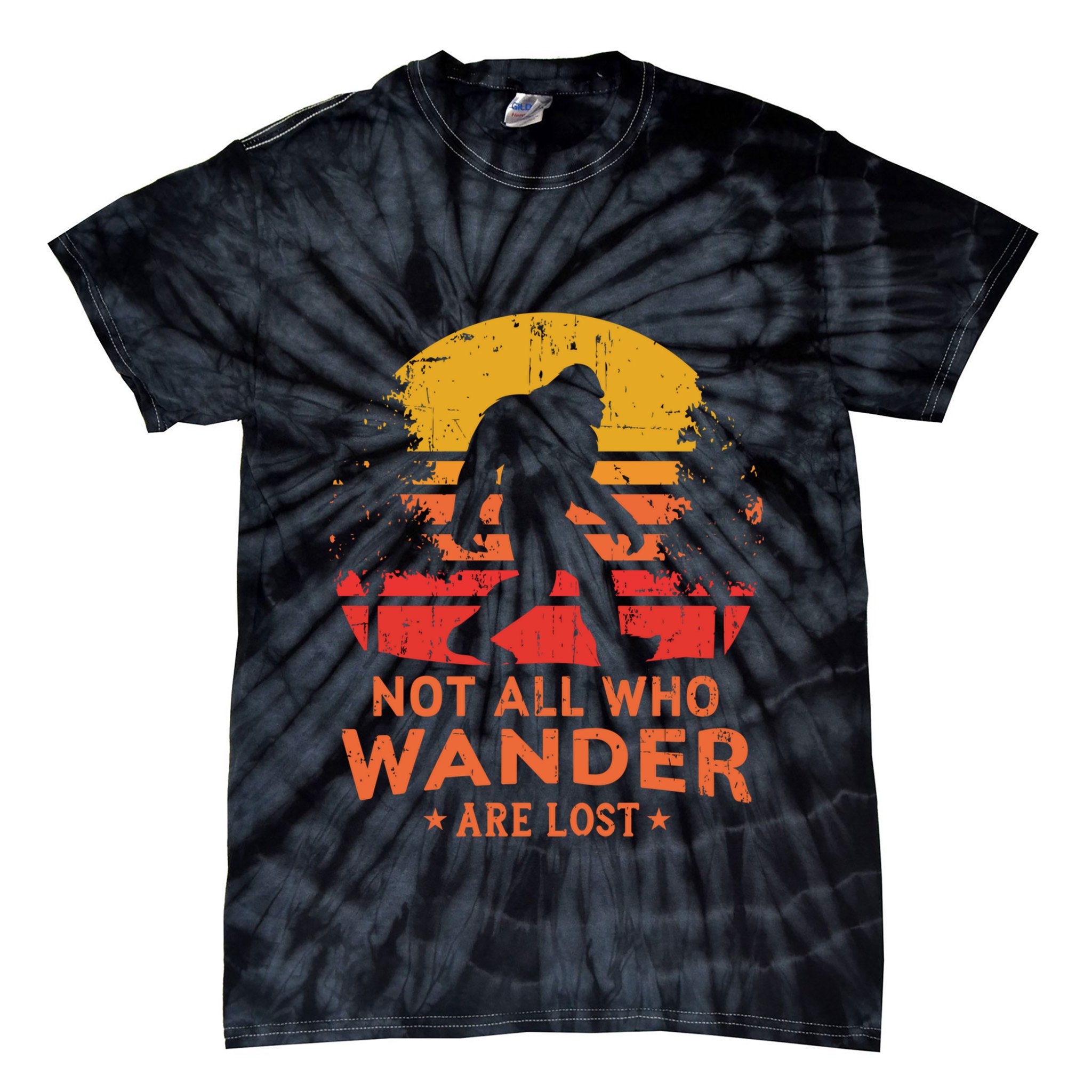 Not All Who Wander Are Lost Bigfoot Design Tie-Dye T-Shirt