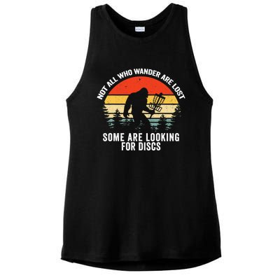 Not All Who Wander Are Lost Some Looking For Discs Bigfoot TShirt Ladies PosiCharge Tri-Blend Wicking Tank