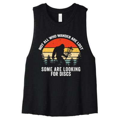 Not All Who Wander Are Lost Some Looking For Discs Bigfoot TShirt Women's Racerback Cropped Tank