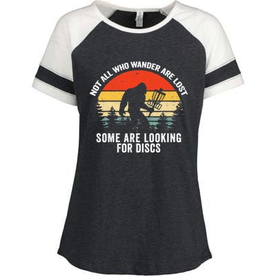 Not All Who Wander Are Lost Some Looking For Discs Bigfoot TShirt Enza Ladies Jersey Colorblock Tee