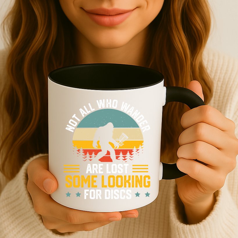 Not All Who Wander Are Lost Disc Golf Bigfoot Funny Golfing Mug