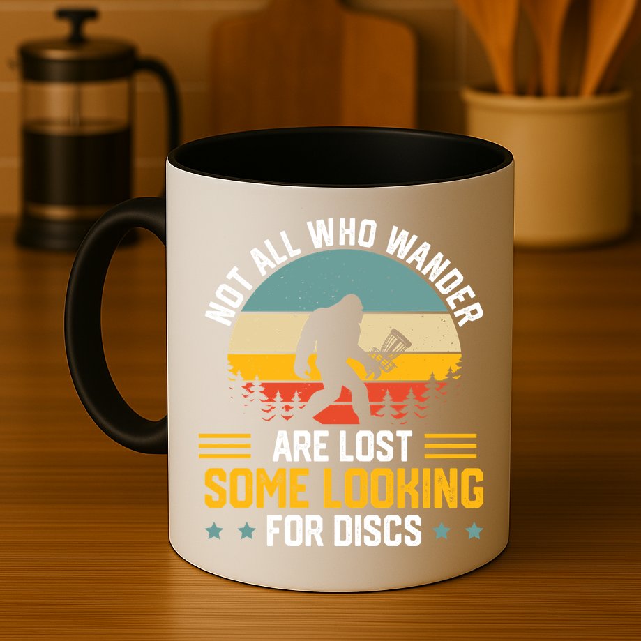 Not All Who Wander Are Lost Disc Golf Bigfoot Funny Golfing Mug
