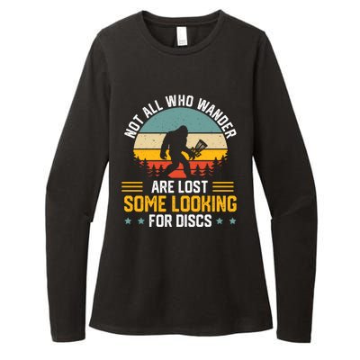 Not All Who Wander Are Lost Disc Golf Bigfoot Funny Golfing Womens CVC Long Sleeve Shirt