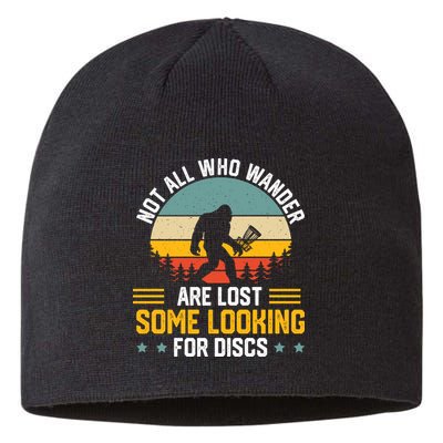 Not All Who Wander Are Lost Disc Golf Bigfoot Funny Golfing Sustainable Beanie