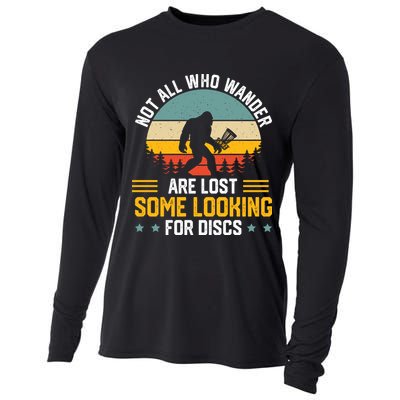 Not All Who Wander Are Lost Disc Golf Bigfoot Funny Golfing Cooling Performance Long Sleeve Crew