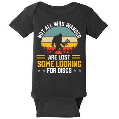 Not All Who Wander Are Lost Disc Golf Bigfoot Funny Golfing Baby Bodysuit