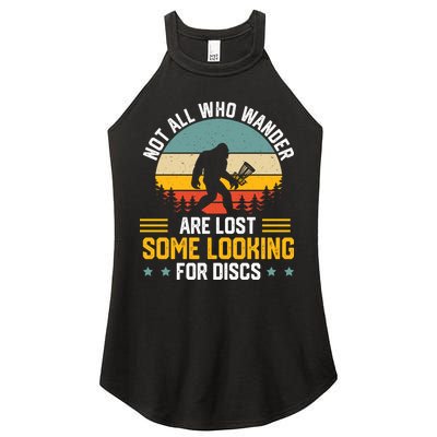 Not All Who Wander Are Lost Disc Golf Bigfoot Funny Golfing Women's Perfect Tri Rocker Tank