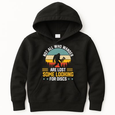 Not All Who Wander Are Lost Disc Golf Bigfoot Funny Golfing Kids Hoodie