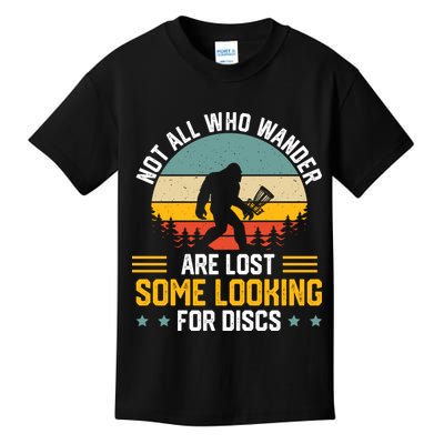 Not All Who Wander Are Lost Disc Golf Bigfoot Funny Golfing Kids T-Shirt