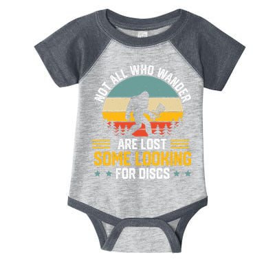 Not All Who Wander Are Lost Disc Golf Bigfoot Funny Golfing Infant Baby Jersey Bodysuit