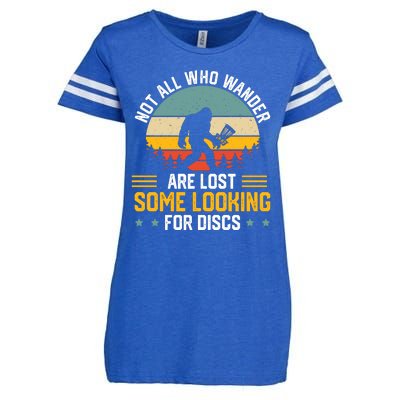 Not All Who Wander Are Lost Disc Golf Bigfoot Funny Golfing Enza Ladies Jersey Football T-Shirt