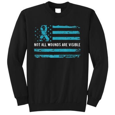 Not All Wounds Are Visible PTSD Awareness Ribbon Flag Sweatshirt