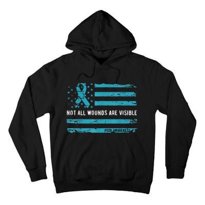 Not All Wounds Are Visible PTSD Awareness Ribbon Flag Tall Hoodie