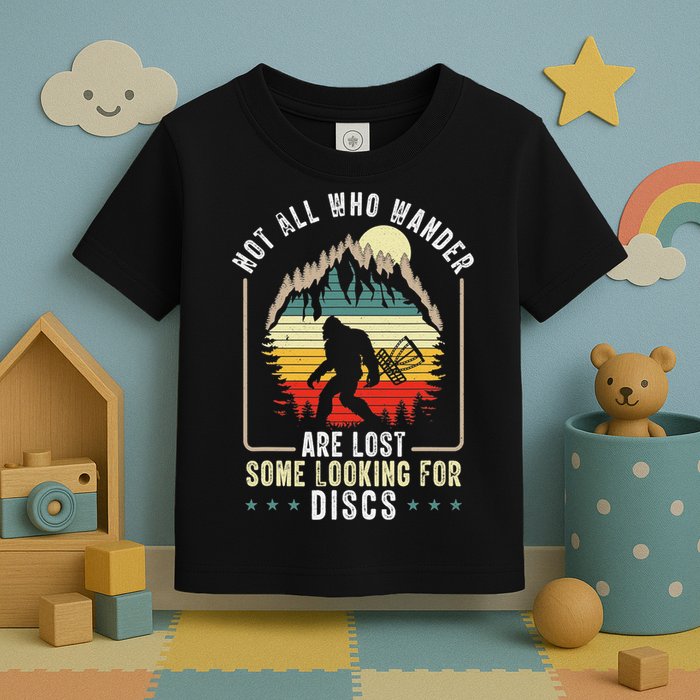 Not All Who Wander Are Lost Some Looking For Discs Bigfoot Toddler T-Shirt