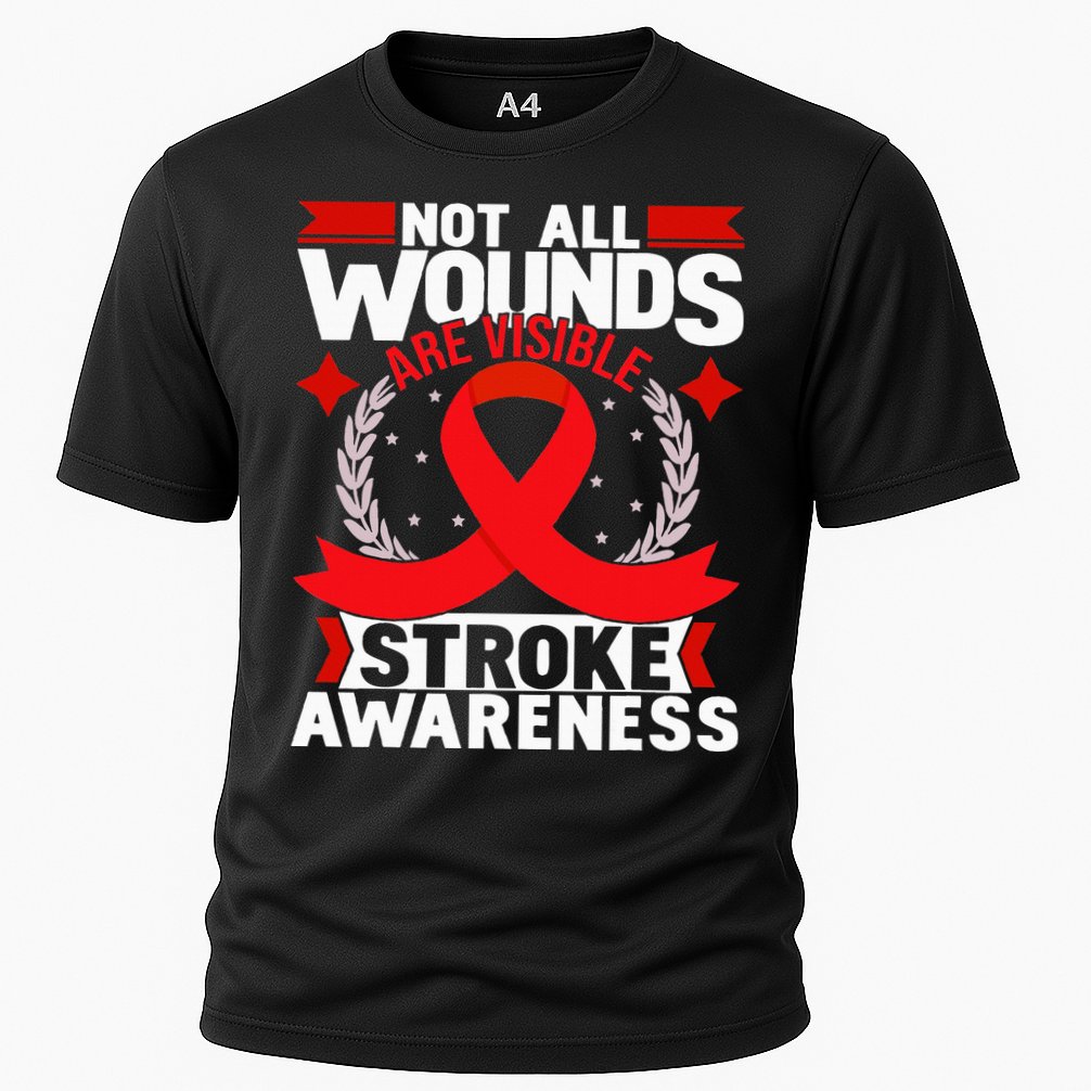 Not All Wounds Are Visible  Stroke Awareness Red Ribbon Cooling Performance Crew T-Shirt