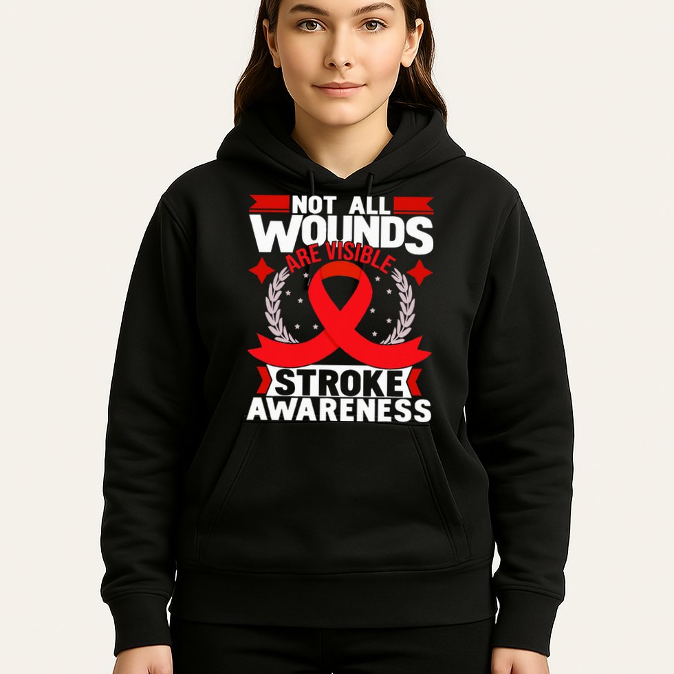 Not All Wounds Are Visible  Stroke Awareness Red Ribbon Hoodie